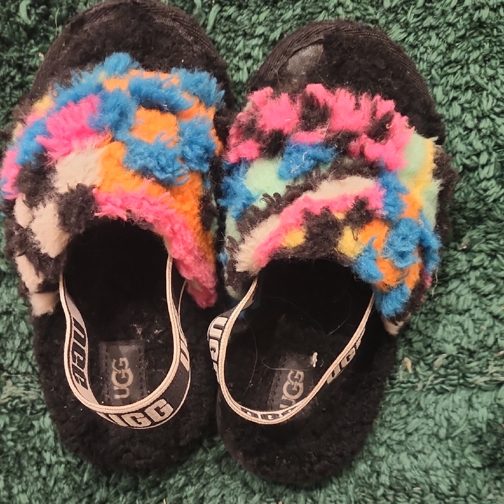 UGG Kids' Multicolor Fluffy Slippers